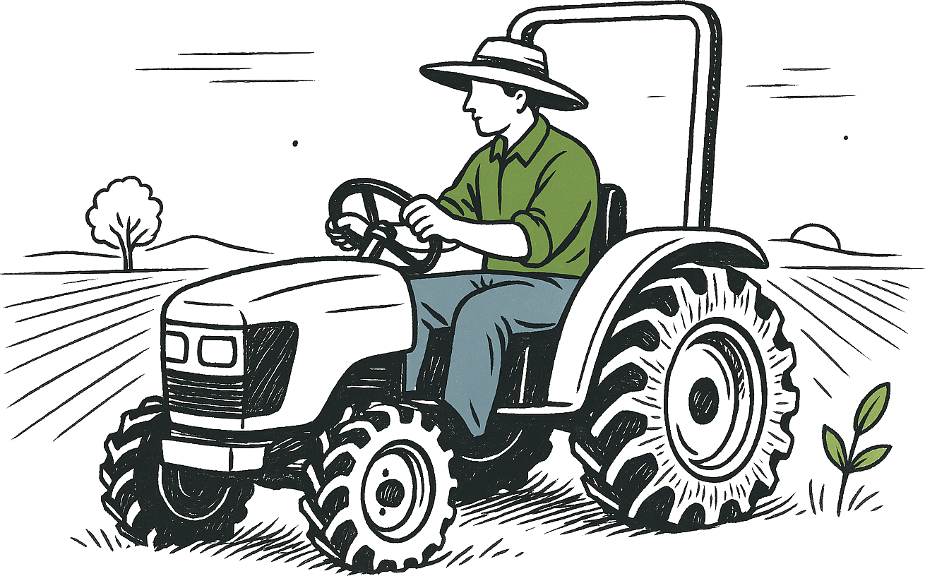 Farmer on tractor in the field